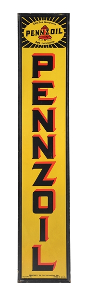 SELF-FRAMED PENNZOIL TIN SIGN. 