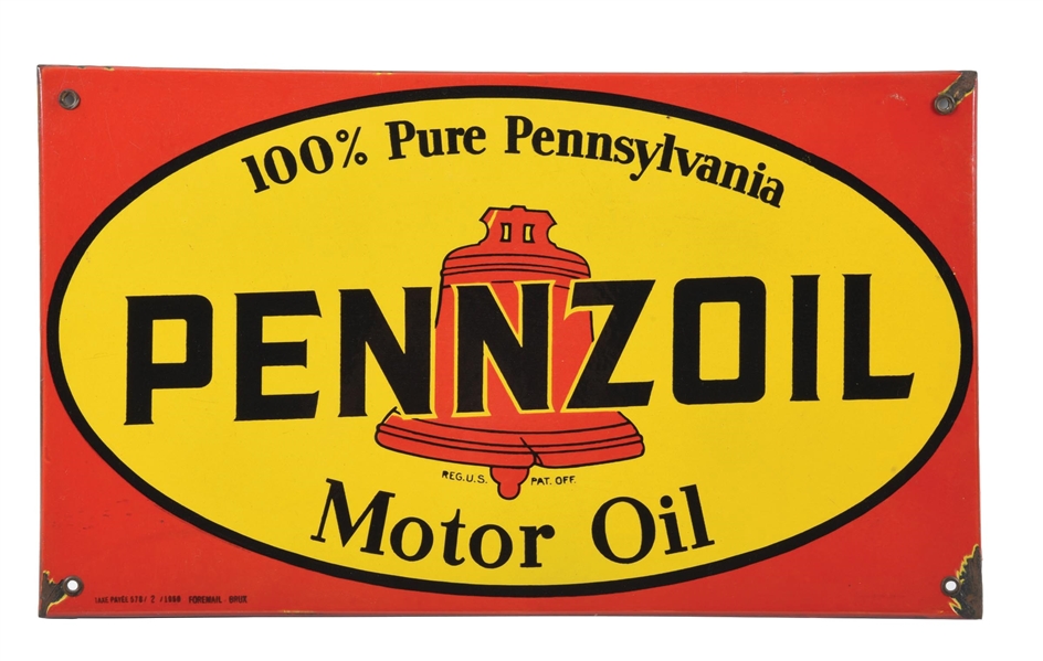 PENNZOIL MOTOR OIL PORCELAIN SIGN.