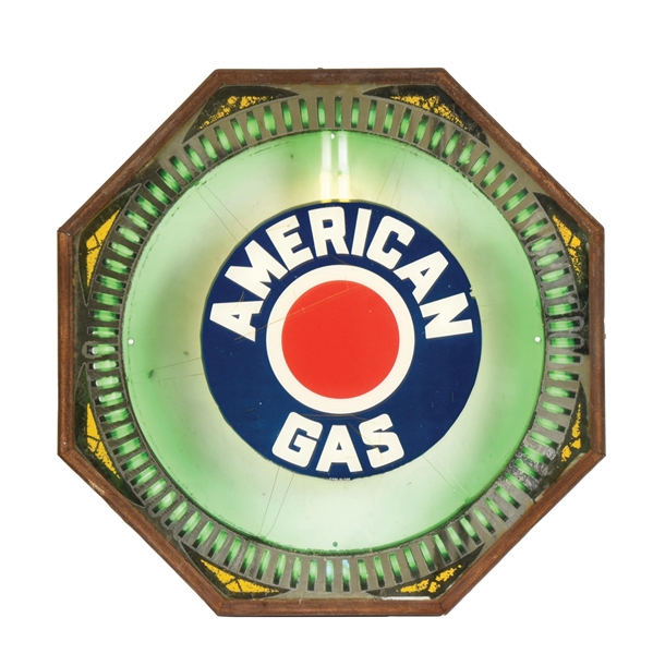 AMERICAN GASOLINE NEON SPINNER CLOCK. 