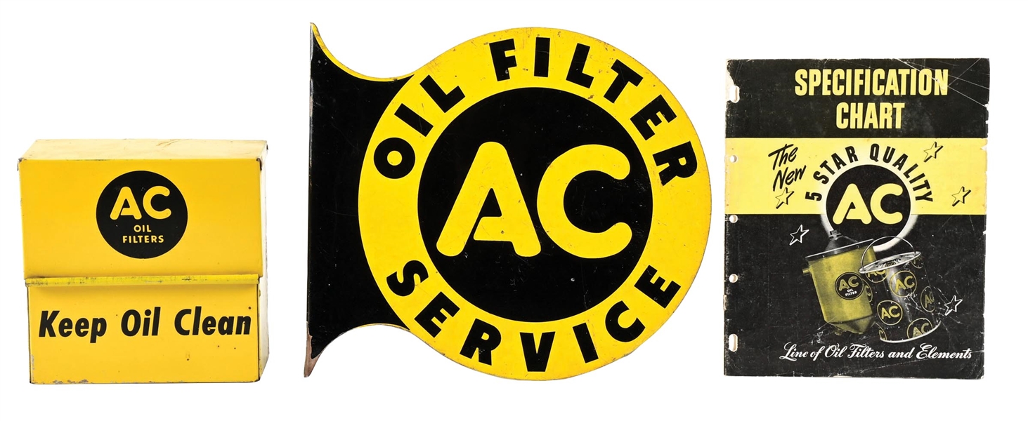 COLLECTION OF 3 AC OIL FILTER ITEMS.