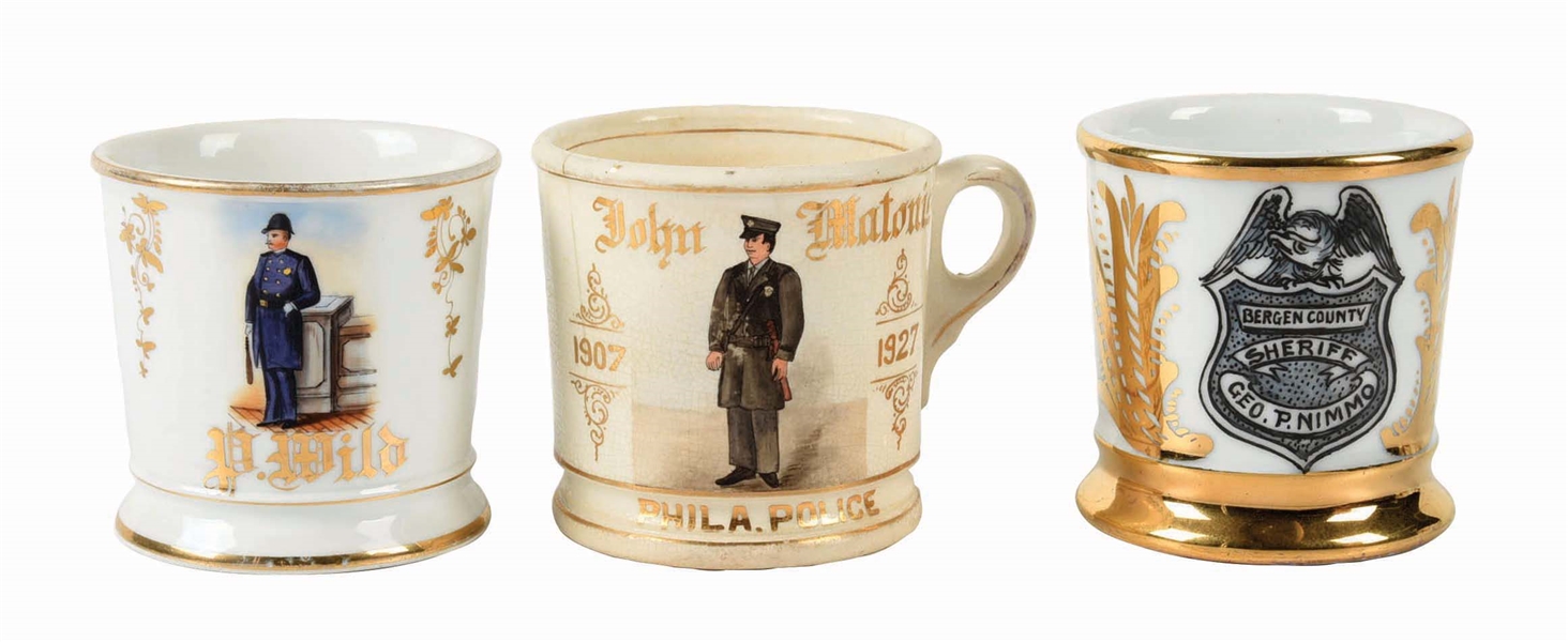 LOT OF 3: POLICEMAN SHAVING MUGS