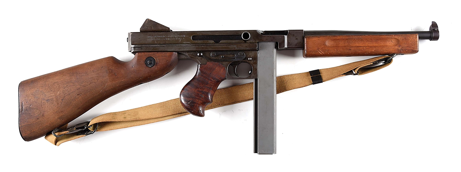 (N) HIGH CONDITION SAVAGE MANUFACTURED M1A1 THOMPSON MACHINE GUN WITH SLING (PRE-86 DEALER SAMPLE).