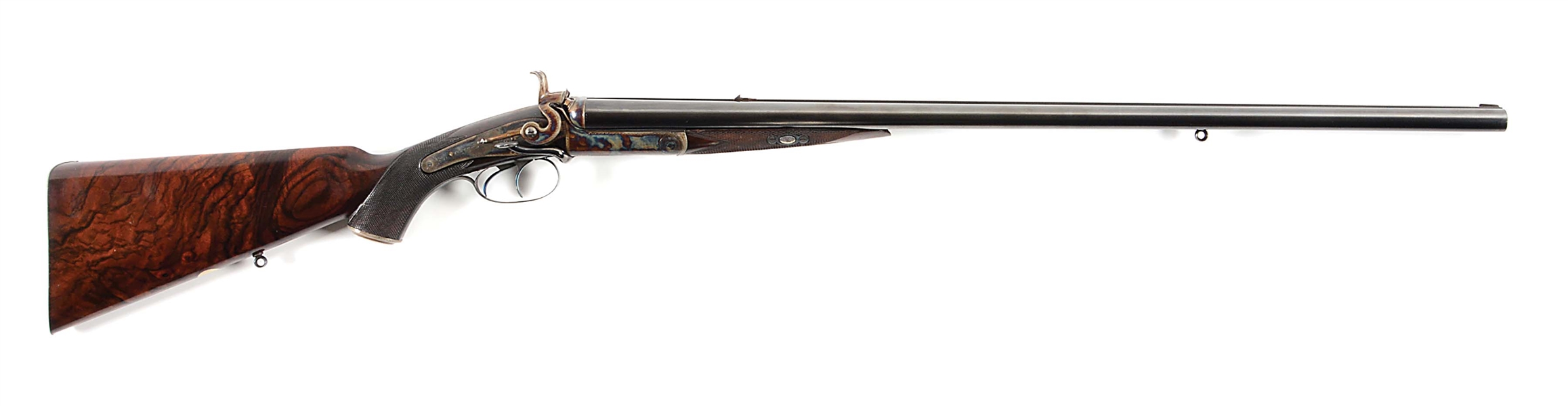 (A) T. W. WATSON .500 BPE DOUBLE RIFLE WITH EXPOSED HAMMERS AND BACK ACTION LOCKS.