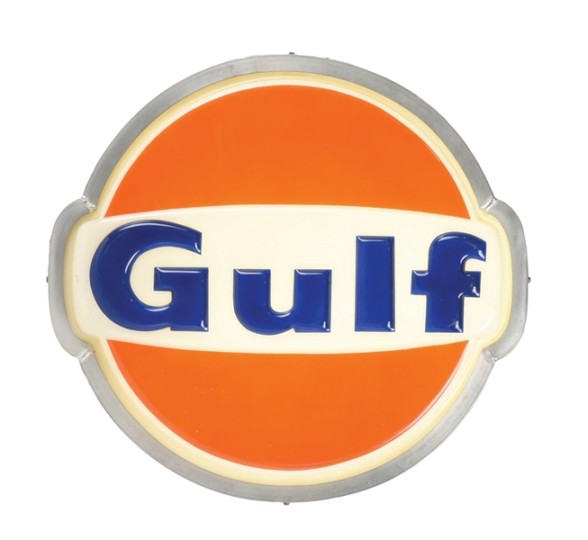 EMBOSSED GULF LIGHT UP SIGN.