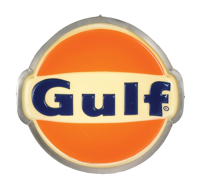 EMBOSSED GULF LIGHT-UP SIGN.