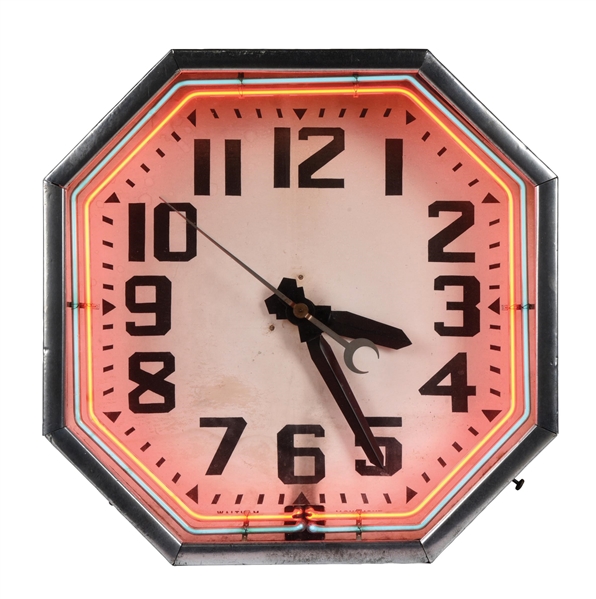 LARGE NEON LIGHT WALL CLOCK