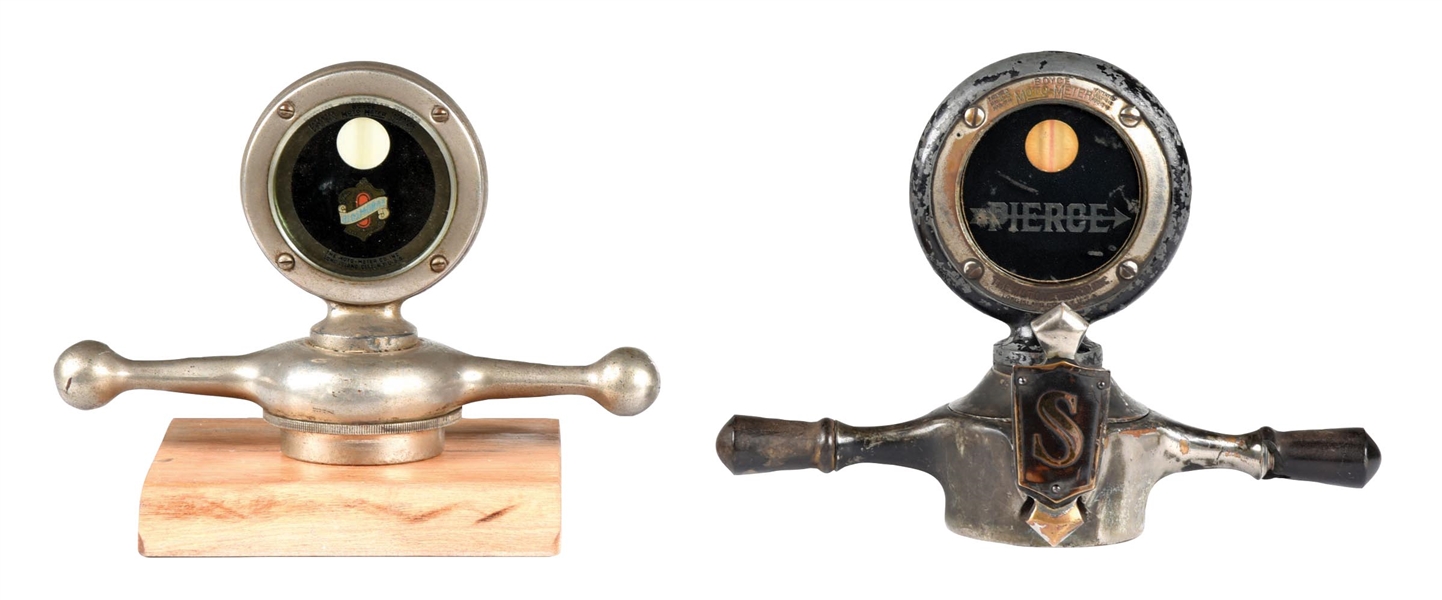 COLLECTION OF TWO: BOYCE MOTO METERS FOR OLDSMOBILE & PIERCE. 