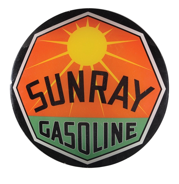 SUNRAY GASOLINE 13.25" SINGLE GLOBE LENS W/ SUNBURST GRAPHIC.