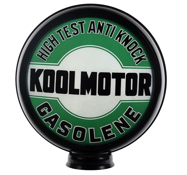 KOOLMOTOR HIGH TEST ANTI KNOCK GASOLENE 15" SINGLE GLOBE LENS ON METAL HIGH PROFILE BODY. 