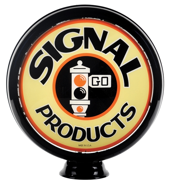 RARE SIGNAL PRODUCTS SINGLE 15" GLOBE LENS W/ STOP LIGHT GRAPHIC.