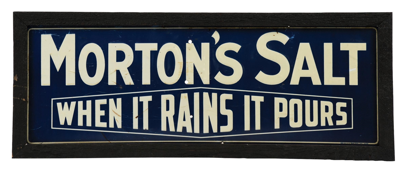 TIN MORTONS SALT "WHEN IT RAINS IT POURS" SIGN