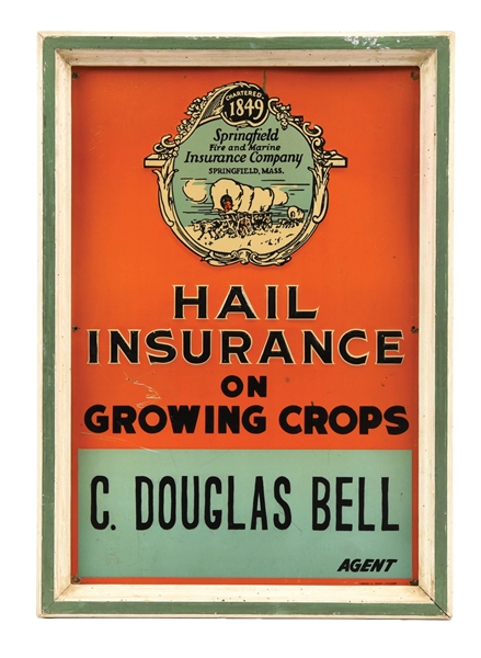 TIN "HALL INSURANCE ON GROWING CROPS" SIGN