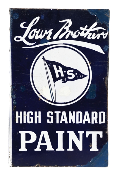 PORCELAIN LOWE BROTHERS PAINT FLANGE SIGN 