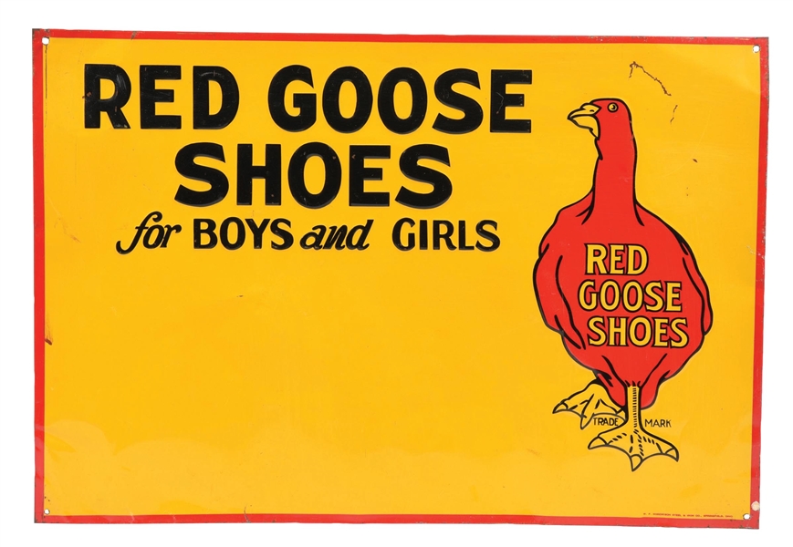 TIN RED GOOSE SHOES SIGN W/ COMPANY LOGO GRAPHIC