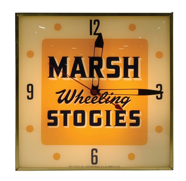 PAM LIGHT-UP CLOCK ADVERTISING MARSH CIGARS