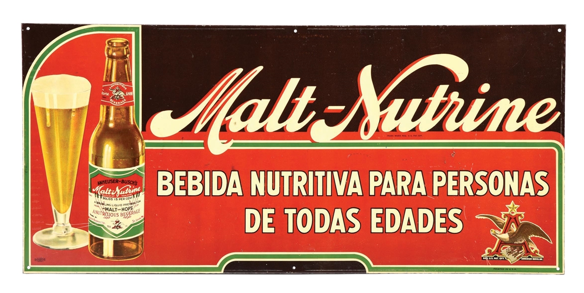 TIN ANHEUSER BUSCH MALT NUTRINE SIGN