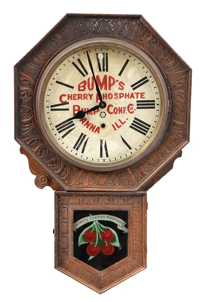 NEW HAVEN CLOCK ADVERTISING BUMPS CHERRY PHOSPHATE