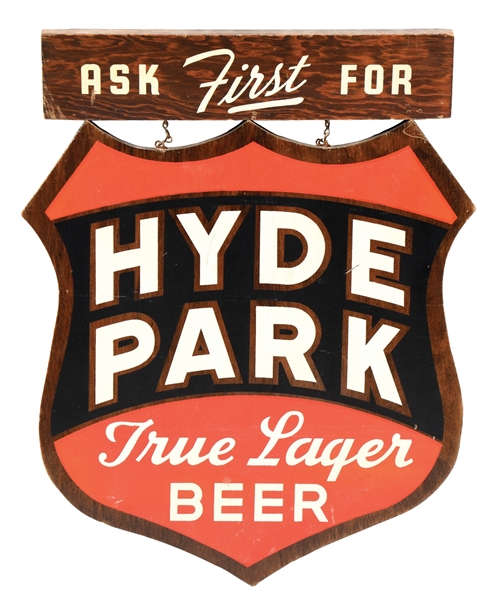 2-PIECE WOODEN SIGN ADVERTISING HYDE PARK TRUE LAGER BEER