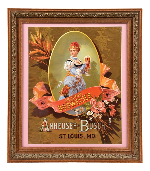 PAPER ANHEUSER-BUSCH ORIGINAL BUDWEISER ADVERTISING SIGN