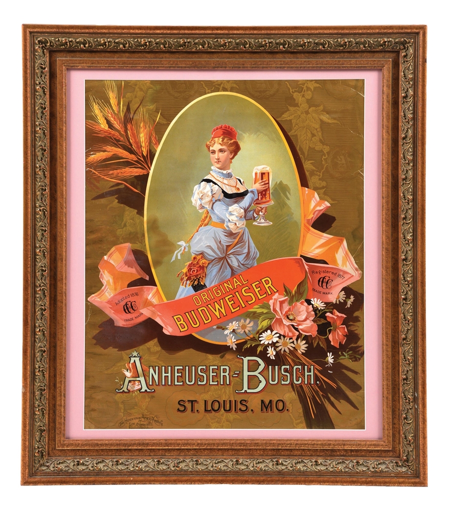 PAPER ANHEUSER-BUSCH ORIGINAL BUDWEISER ADVERTISING SIGN