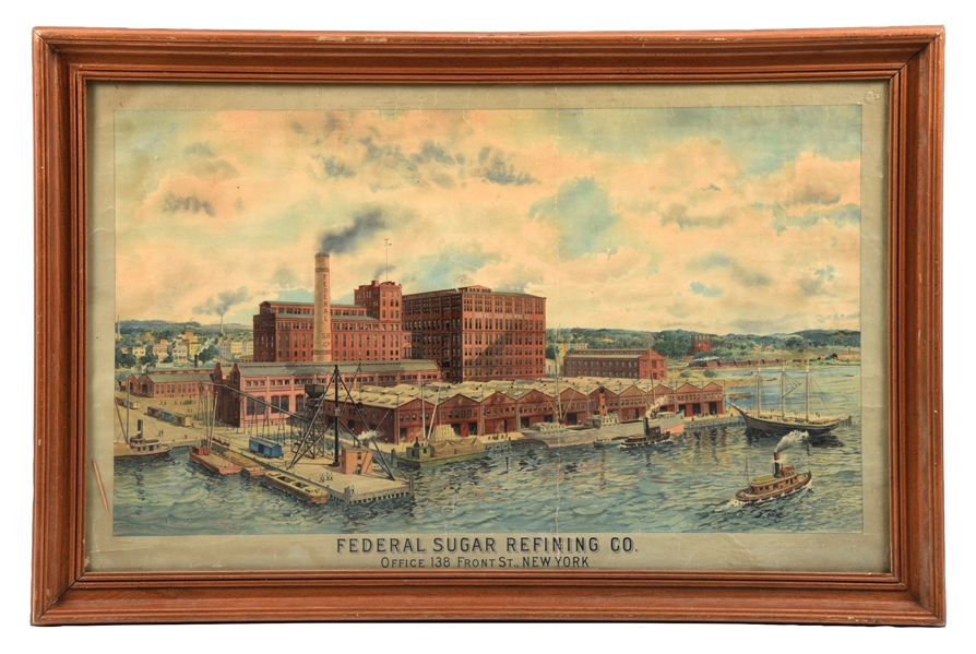 PAPER FEDERAL SUGAR REFINING COMPANY SIGN W/ FACTORY SCENE GRAPHIC