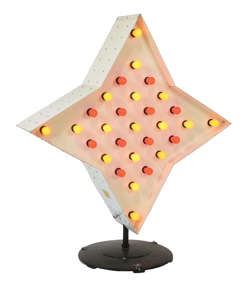 TIN 4-POINTED STAR LIGHT-UP SIGN FROM A CARNIVAL