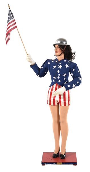 ELECTRIC ADVERTISING AUTOMATON OF A FLAG WAVING GIRL BY MECHANICAL MAN INC., NEW YORK