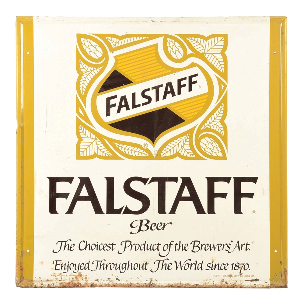 FALSTAFF BEER SELF-FRAMED TIN SIGN