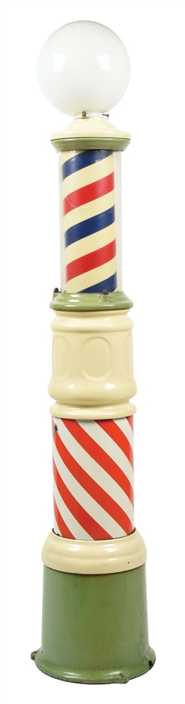 PAIDOR PORCELAIN BARBER POLE W/ GLOBE 