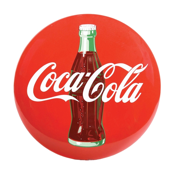 24" PORCELAIN COCA-COLA BUTTON SIGN