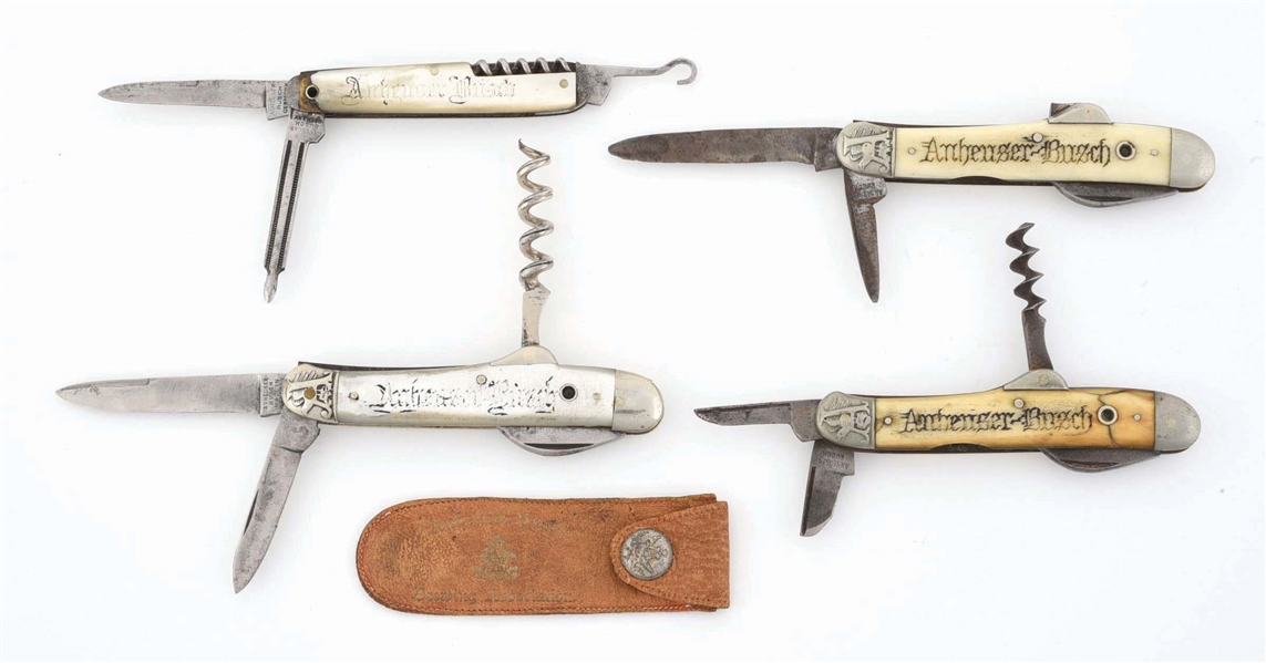 COLLECTION OF 4 ANHEUSER BUSCH POCKET KNIVES