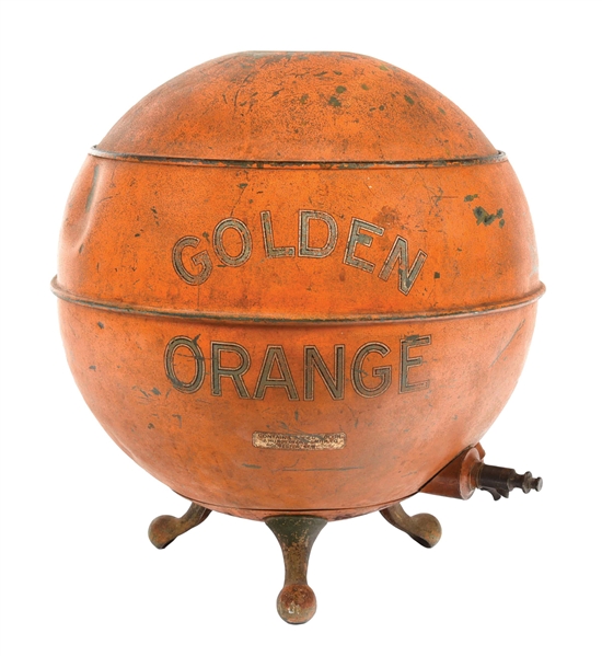 LARGE GOLDEN ORANGE SYRUP DISPENSER