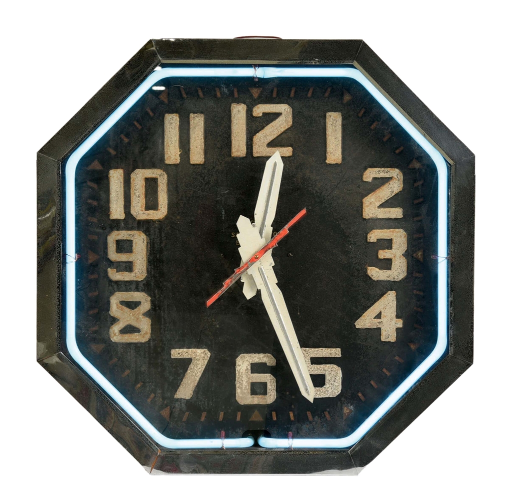 OCTAGON-SHAPED NEON CLOCK