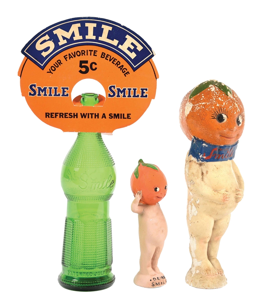 COLLECTION OF 3 SMILE SOFT DRINK ITEMS