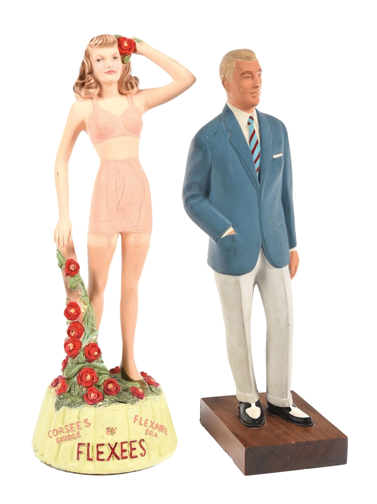 PAIR OF MID-CENTURY CLOTHING FIGURAL ADVERTISING PIECES