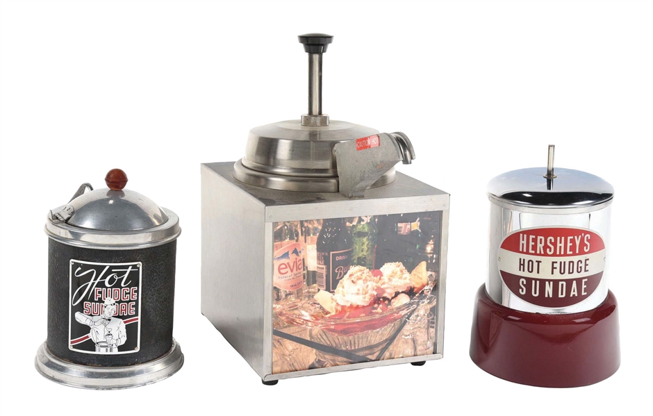 COLLECTION OF 3 HOT FUDGE SUNDAE DISPENSERS