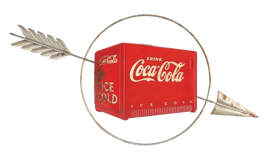 SINGLE-SIDED TIN COCA-COLA KAY ARROW SIGN