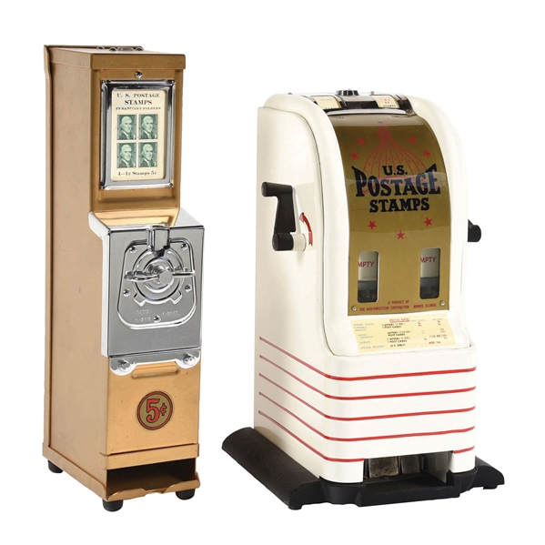 PAIR OF ANTIQUE STAMP VENDING MACHINES