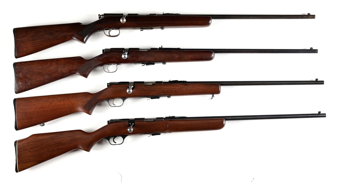 (C) LOT OF 4: SAVAGE MODEL 4 AND MODEL 4C BOLT ACTION RIFLES.