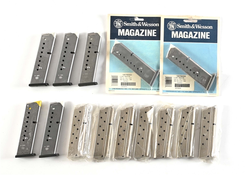 LOT OF 14 SMITH & WESSON 10 MM MAGAZINES.