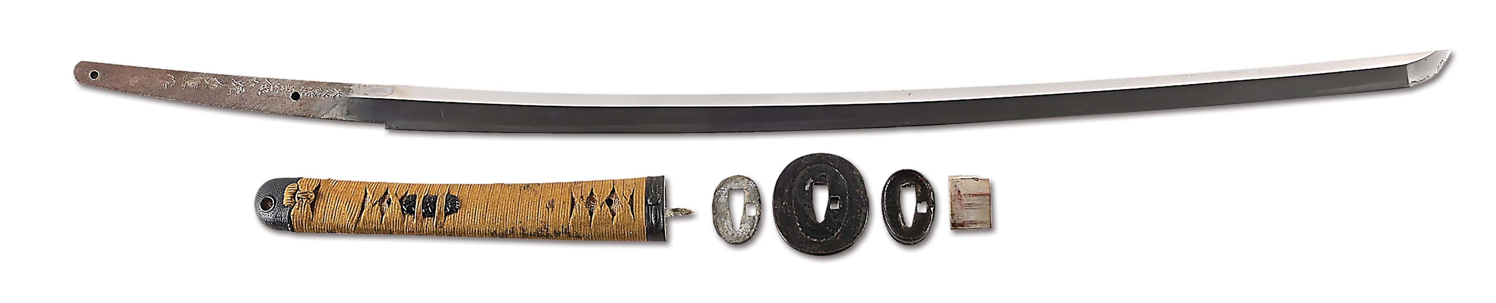 A KAWANO SADASHIGE KATANA IN TYPE 44 GUNTO MOUNTS.