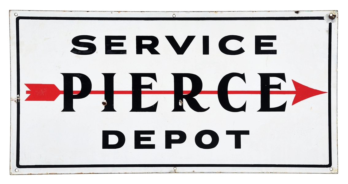 PORCELAIN SERVICE DEPOT PIERCE SIGN W/ ARROW GRAPHIC.