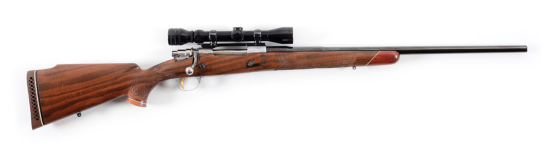 (C) BROWNING OLYMPIAN .338 WIN MAG BOLT ACTION RIFLE, SIGNED BY TWO MASTERS, MARECHAL AND CAMPO.