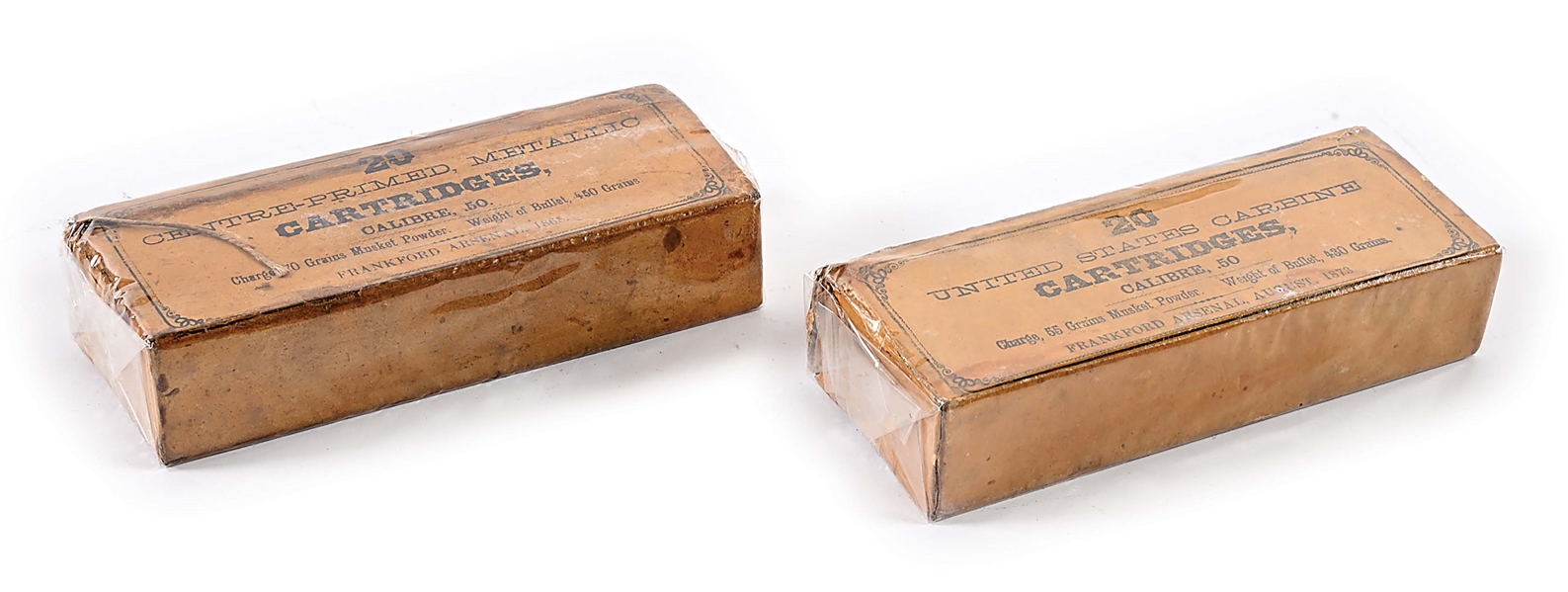 LOT OF 2: BOXES OF ANTIQUE AMMUNITION.