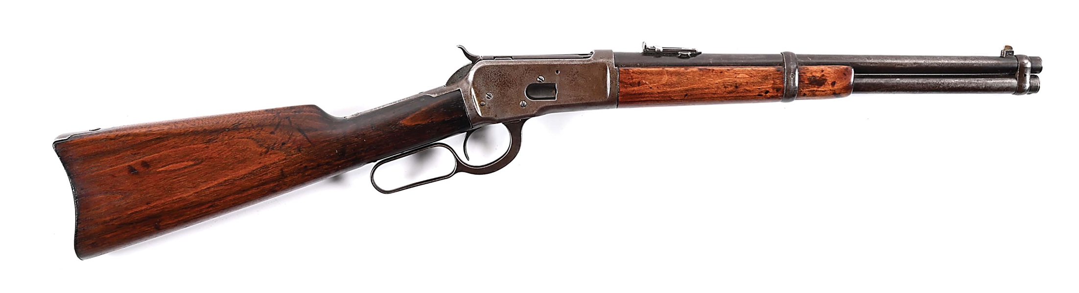 (C) WINCHESTER MODEL 1892 15" SADDLE RING TRAPPER CARBINE.