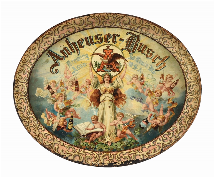 ANHEUSER-BUSCH OVAL CHERUB TRAY