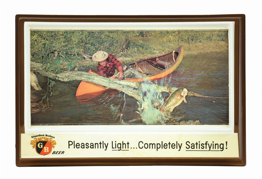 GRIESEDIECK BROTHERS BEER FISHING SCENE LIGHT-UP SIGN