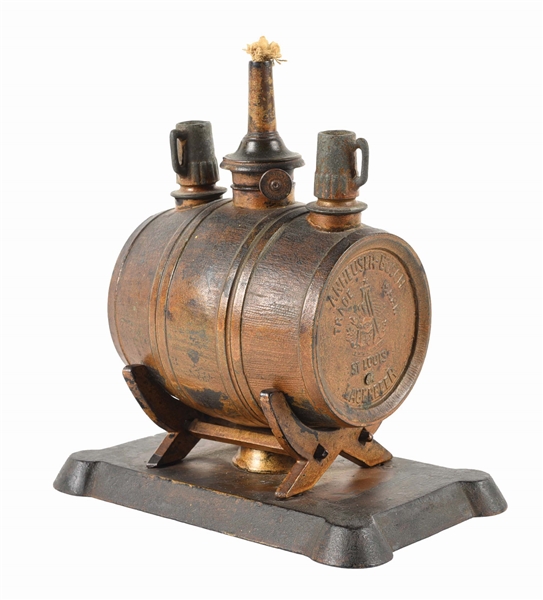 ANHEUSER-BUSCH CAST METAL BARREL GAS LIGHT