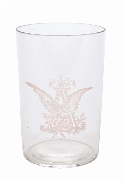 ANHEUSER-BUSCH ACID ETCHED EMBOSSED BEER GLASS W/ EAGLE LOGO