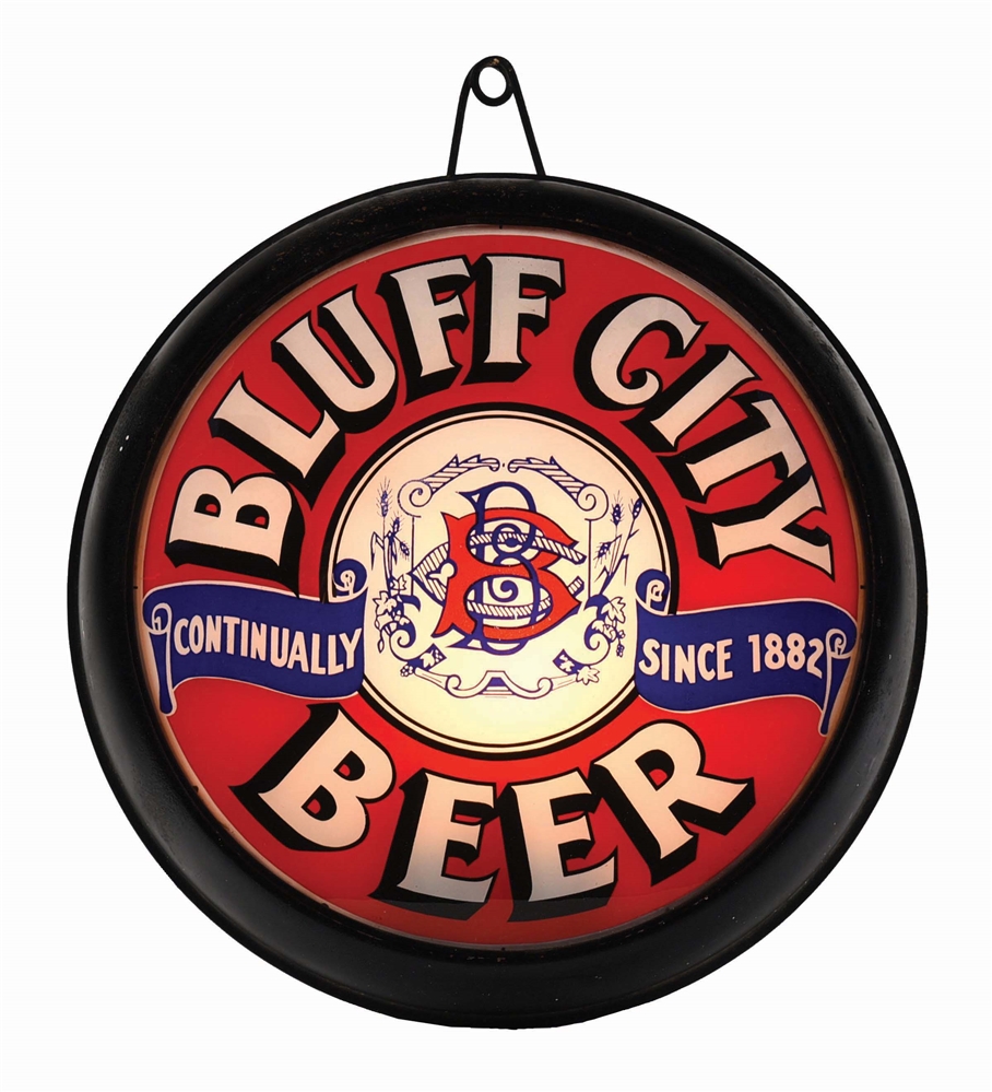 BLUFF CITY BEER REVERSE GLASS LIGHT-UP SIGN